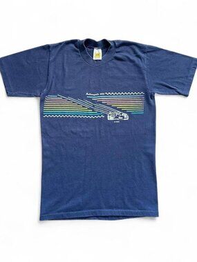 Vintage 80s Indy 500 Racing T Shirt Men's Small Velva Sheen Made in USA